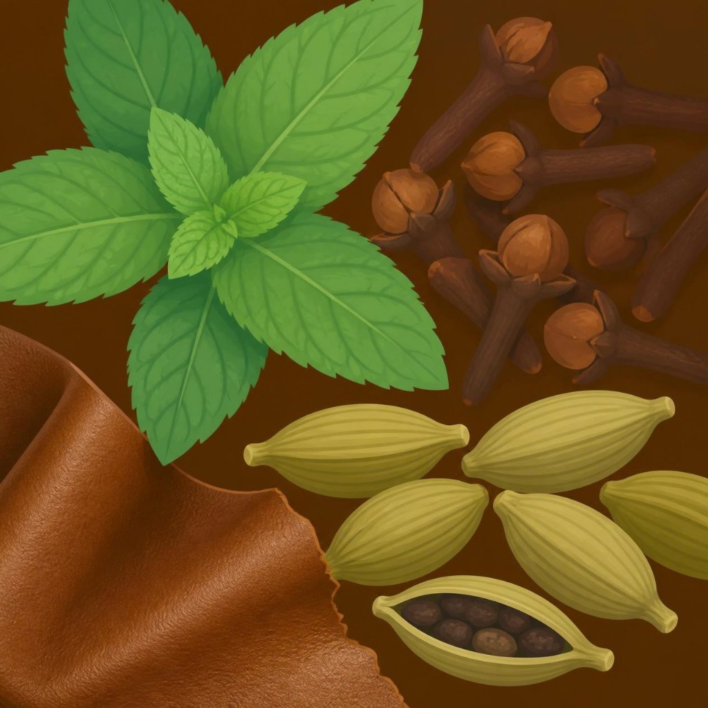 Esencia Menta,Especias,Cuero (Ambientación)